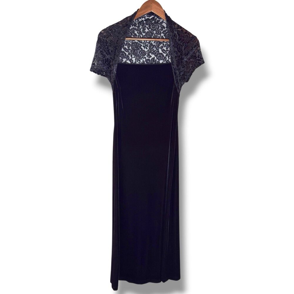 Y2K My MICHELLE Lace Velvet Maxi Dress Size M Whimsigoth Darkfairy Goth Witchy